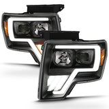 ANZO 2009-2013 Ford F-150 Projector Light Bar G4 Switchback Headlights Black Amber