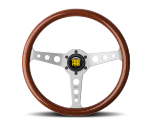 Momo Indy Steering Wheel 350 mm - Magoany Wood/Brshd Spokes