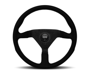 Momo Montecarlo Alcantara Steering Wheel 320 mm - Black/Black Stitch/Black Spokes