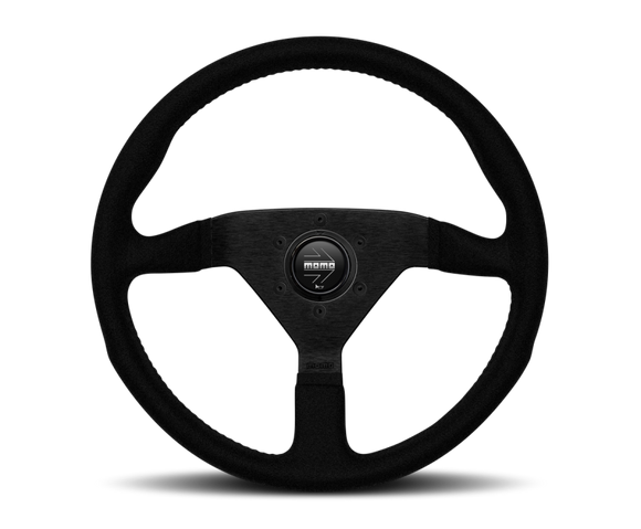 Momo Montecarlo Alcantara Steering Wheel 320 mm - Black/Black Stitch/Black Spokes