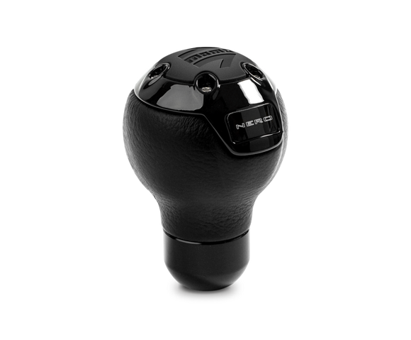 Momo Nero Shift Knob - Tall Black Leather, Black Chrome Insert