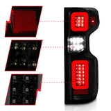 ANZO 19-21 Chevy Silverado Full LED Taillights Black Housing Smoke Lens G2 (w/C light Bars)