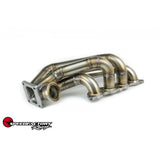 SpeedFactory Stainless Steel Turbo Manifold Sidewinder Style K Series T4 Divided Flange w Dual 44-46mm V-Band WG SF-04-058