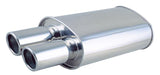 Vibrant StreetPower Oval Muffler w/Dual 3.5in Round Tips Straight Cut Beveled Edge 2.5in inlet