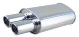 Vibrant StreetPower Oval Muffler w/Dual 3.5in Round Tips Straight Cut Beveled Edge 2.5in inlet