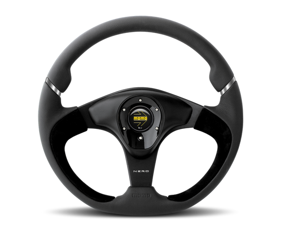 Momo Nero Steering Wheel 350 mm - Black Leather/Suede/Black Spokes