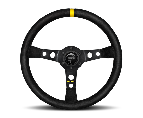 Momo MOD07 Steering Wheel 350 mm -  Black Suede/Black Spokes/1 Stripe