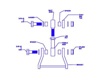 Progress Tech Rear Sway Bar Adapter Kit for 2001-2005 Honda Civic