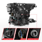 ANZO 2018-2019 Ford F-150 Projector Plank Style H.L. Black Amber (Without Switchback)