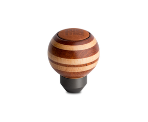 Momo Targa Heritage Shift Knob - Round Wood, Layered Mahogany and Beechwood, Leather Insert Top