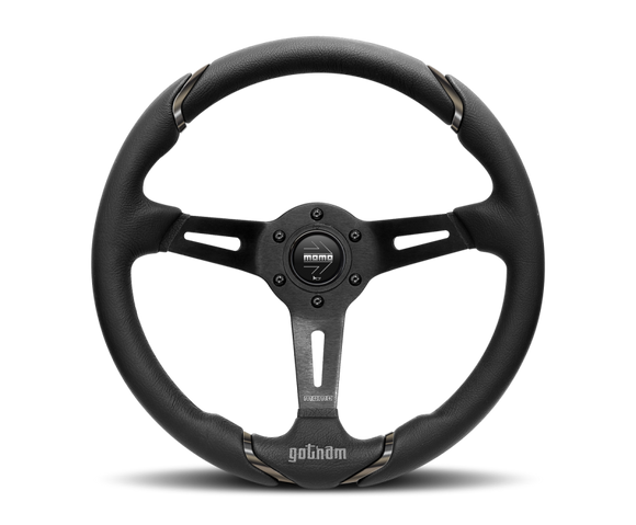 Momo Gotham Steering Wheel 350 mm - Black Leather/Black Spokes