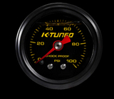 K-Tuned Fuel Pressure Gauge (BLACK) Marshall 0-100 psi UNIVERSAL KFR-FPG-B55