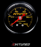 K-Tuned Fuel Pressure Gauge (BLACK) Marshall 0-100 psi UNIVERSAL KFR-FPG-B55