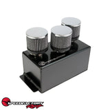 SpeedFactory Racing Black Edition 3‑Filter Oil Catch Can – Battery Tray Mount