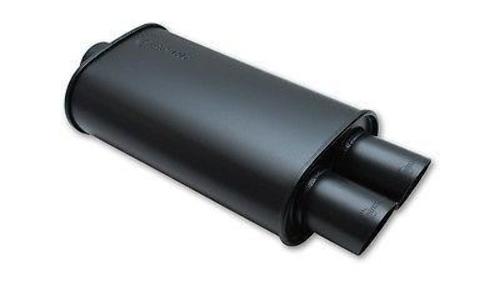 Vibrant Streetpower Flat Black Oval Muffler Dual Tips 2.5