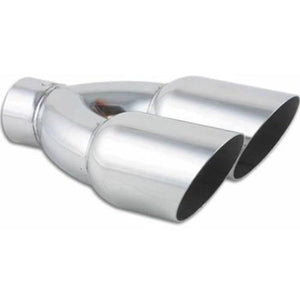 Vibrant Dual 3-1/2" Stainless Steel Round Single Wall w/ Angle Cut Tip 1333