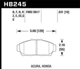 Hawk HP Plus (HP+) Brake Pads - Integra/Civic EX - FRONT - 1993-2001 HB245N.631