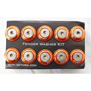 NRG Innovations Fender Washer Kit, Set of 10, Orange, Rivets for Plastic FW-100OR