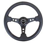 NRG Innovations 350 mm Sport Reinforced Steering 3' Deep Dish  Style Steering Wheel Leather RST-006BK