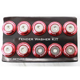 NRG Innovations Fender Washer Kit, Set of 10, Red, Rivets for Plastic FW-100RD