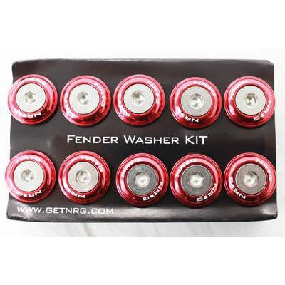 NRG Innovations Fender Washer Kit, Set of 10, Red, Rivets for Metal FW-110RD