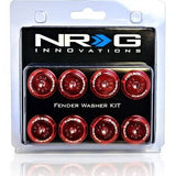 NRG Innovations Fender Washer Kit, Set of 8, Red with Color Matched Bolts, Rivets for Plastic FW-800RD
