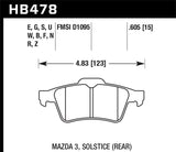 Hawk HPS Street Rear Brake Pads (HB478F.605) 13-14 Ford Focus ST / Mazda/ Volvo