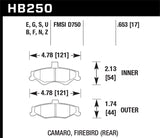 Hawk HPS Brake Pads - Camaro/Firebird - REAR - 1998-2002 - HB250F.653
