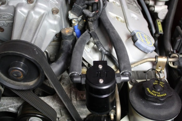 JLT Driver Side Oil Separator 3.0 - Black Anodized for 99-04 Ford Must SVT Cobra
