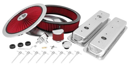 Spectre Deluxe Engine Dress Up Kit - Red for SB Chevy Centerbolt
