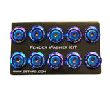 NRG Innovations Fender Washer Kit, Set of 10, Thin washers Titanium Burn with Real Titanium bolts, Rivets for plastic FW-200TT