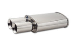 Vibrant StreetPower Oval Muffler w/Dual 3.5in Round Tips Straight Cut Beveled Edge 2.5in inlet