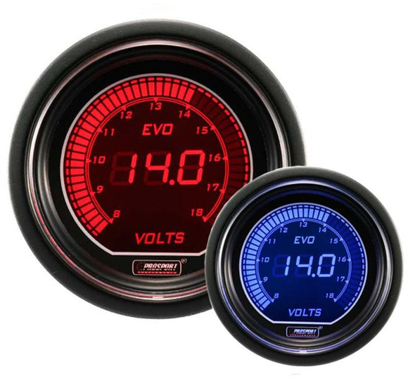 ProSport Digital EVO Volt Gauge Red/Blue 52mm 216EVOVO