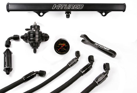 K-Tuned 6AN OEM FUEL SYSTEM (LINES/RAIL/FPR/GAUGE/WRENCH) FLK-OF-BLK