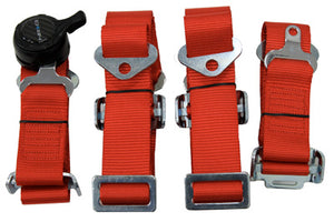 NRG Innovations 4 Point Seat Belt Harness & Cam Lock, Red SBH-4PCRD