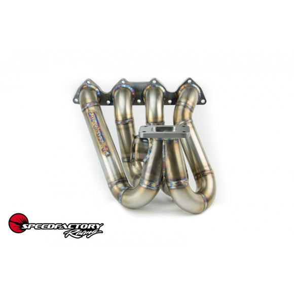 SpeedFactory Stainless Steel Turbo Manifold Top Mount Style D Series T4 Flange w 44-46mm V-Band WG SF-04-034
