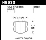 Hawk HPS Brake Pads - Corvette - REAR - 2006-2013 - HB532F.570