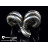 SpeedFactory Stainless Steel Turbo Manifold Ram Horn Style B Series T3 Flange w 38-40mm V-Band WG-AC Compatible SF-04-010