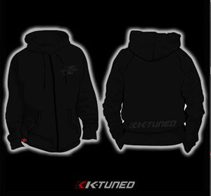 K-Tuned Hoodie/Pullover - Large (Grey on Black) - KTD-HD3-L