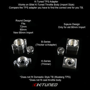 K-Tuned TPS Adapter (Only fits billet K-Tuned TB) - B-Series TPS (ROUNDFlange) Special Order