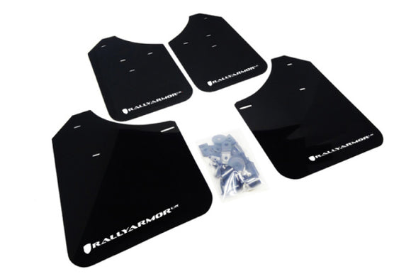 Rally Armor Mud Flaps Black with White letters for Subaru 02-07 WRX
