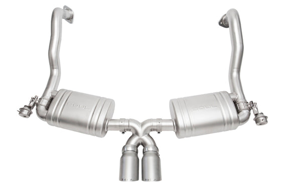 SOUL Valved Exhaust-Slash Cut Sig Satin Tips for 13-16 Porsch 981 Cayman/Boxster