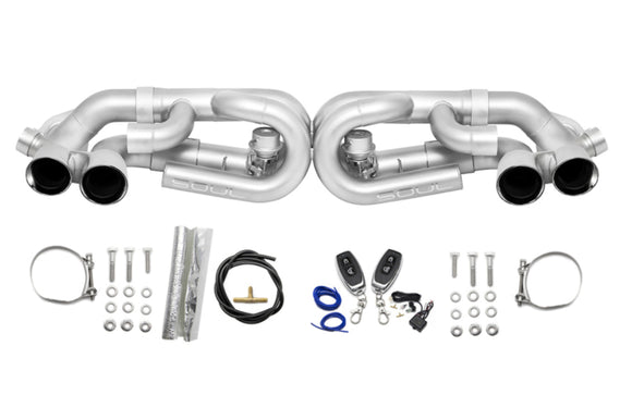 SOUL Valved Perf.Exh-Pol. Chrome Tips-w/ VC for 12-16 Porsche 991.1 Carrera Base