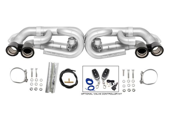 SOUL Valved Perf. Exh-CF Tips-w/ VC for 12-16 Porsche 991.1 Carrera Base/S/GTS
