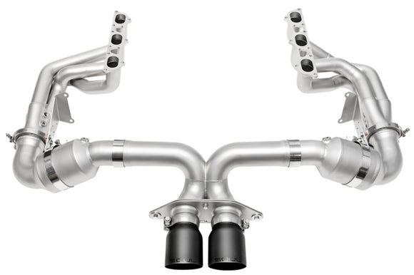 SOUL Catted Exh System-4in Straight Cut Satin Black Tips for 22 Porsche 992 GT3