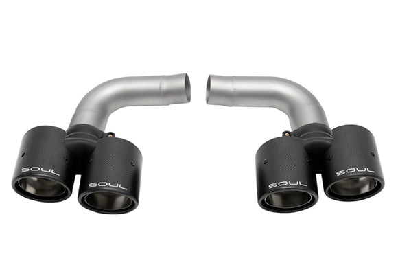SOUL Muffler Bypass Pipes - Carbon Fiber Tips for 05-08 Porsche 997.1 Carrera