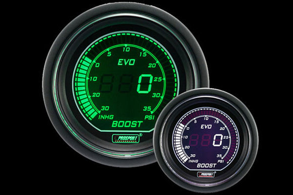 ProSport Evo Boost Gauge Green/White 216EVOWGBO.PSI