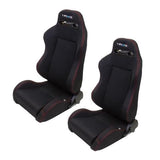 NRG Innovations Cloth Sport Seat W/ Red Stitching -- LEFT &  RIGHT RSC-200L/R