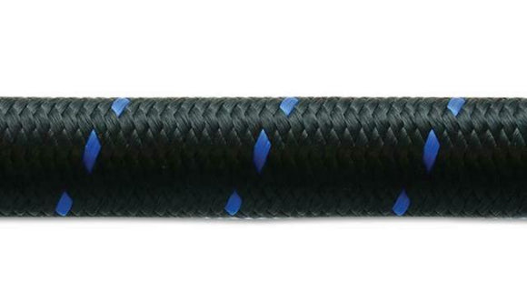 Vibrant -8 AN Two-Tone Black/Blue Nylon Braided Flex Hose (20 foot roll)