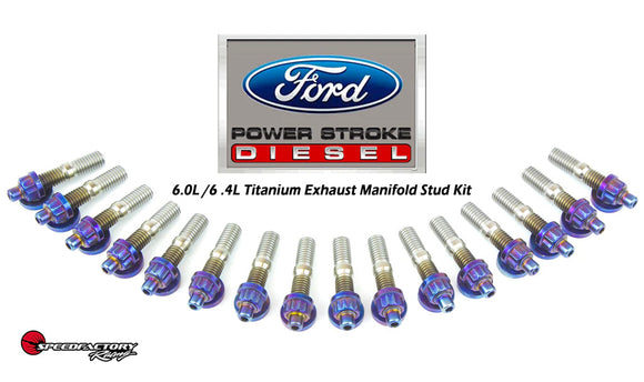 SpeedFactory Titanium Exh Manifold Stud Kit for Ford Diesel (6.0L/6.4L Engines) -Burnt Finish